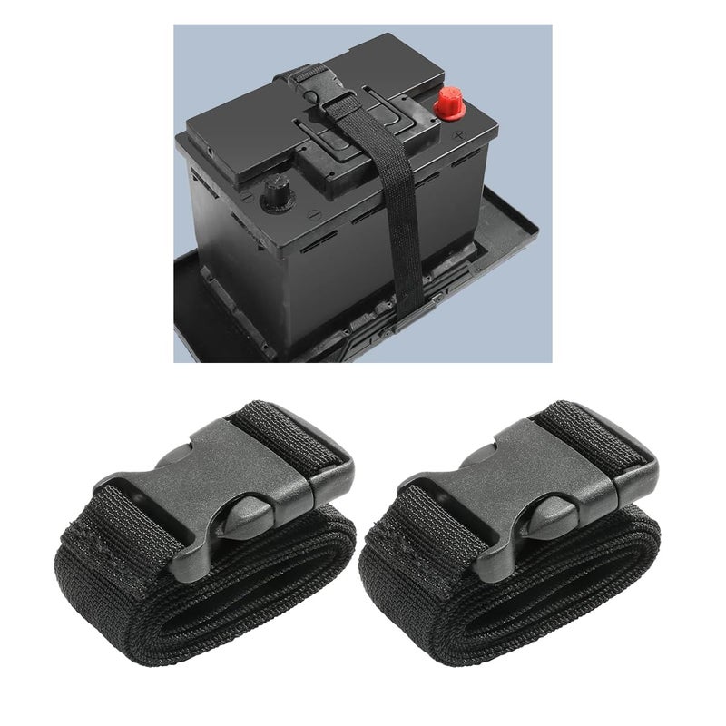 GLSOWEE 39 Inch Car Battery Tie Down Strap  Auto Battery Adjustable Buckle Strap  Trailer Battery Hold Down Strap with Quick Release Buckle  Battery Box Strap for Cars  SUVs  Boats (2 PCS) - Image 1